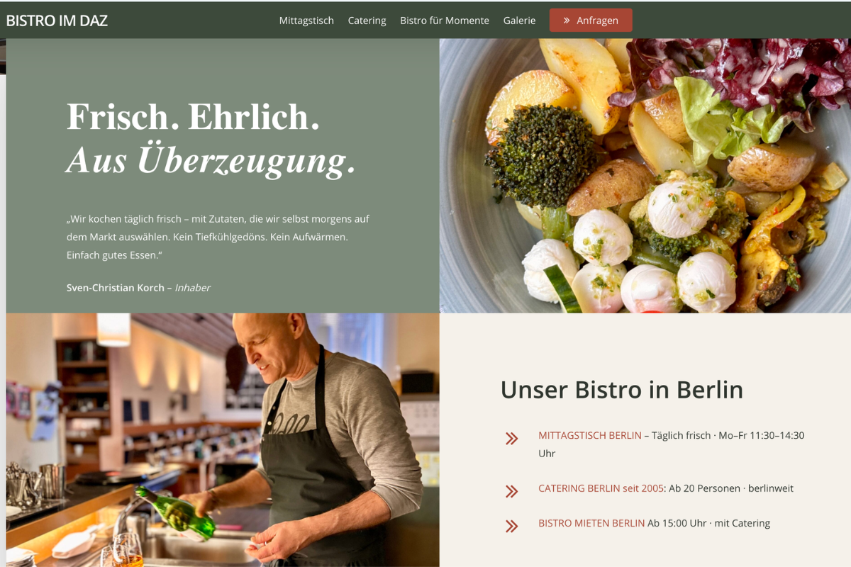 Webdesign - Bistro im DAZ